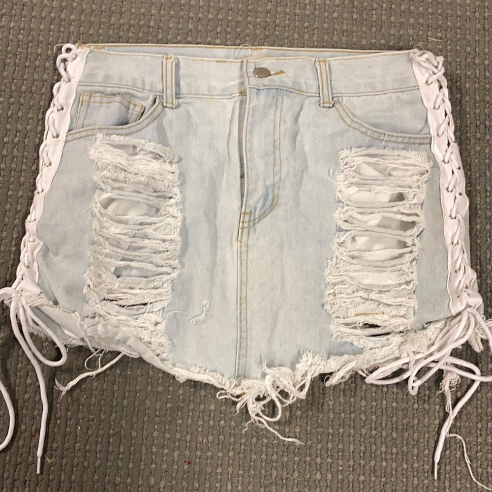 high waist jean skirt